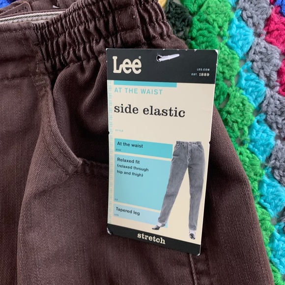 Vintage Deadstock 90s Lee Chocolate Tapered Relaxed Elastic Waist Jeans … - Picture 3 of 15
